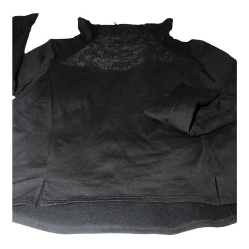 Fabletics Black Lace Trim Long Sleeve Pullover Top Mock Neck Sz XXL - Picture 3 of 13